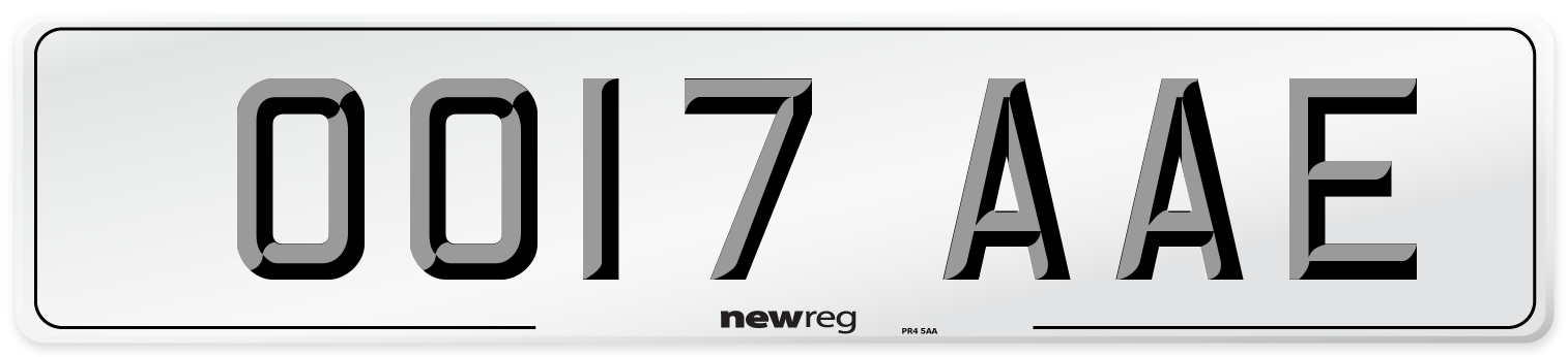 OO17 AAE Number Plate from New Reg